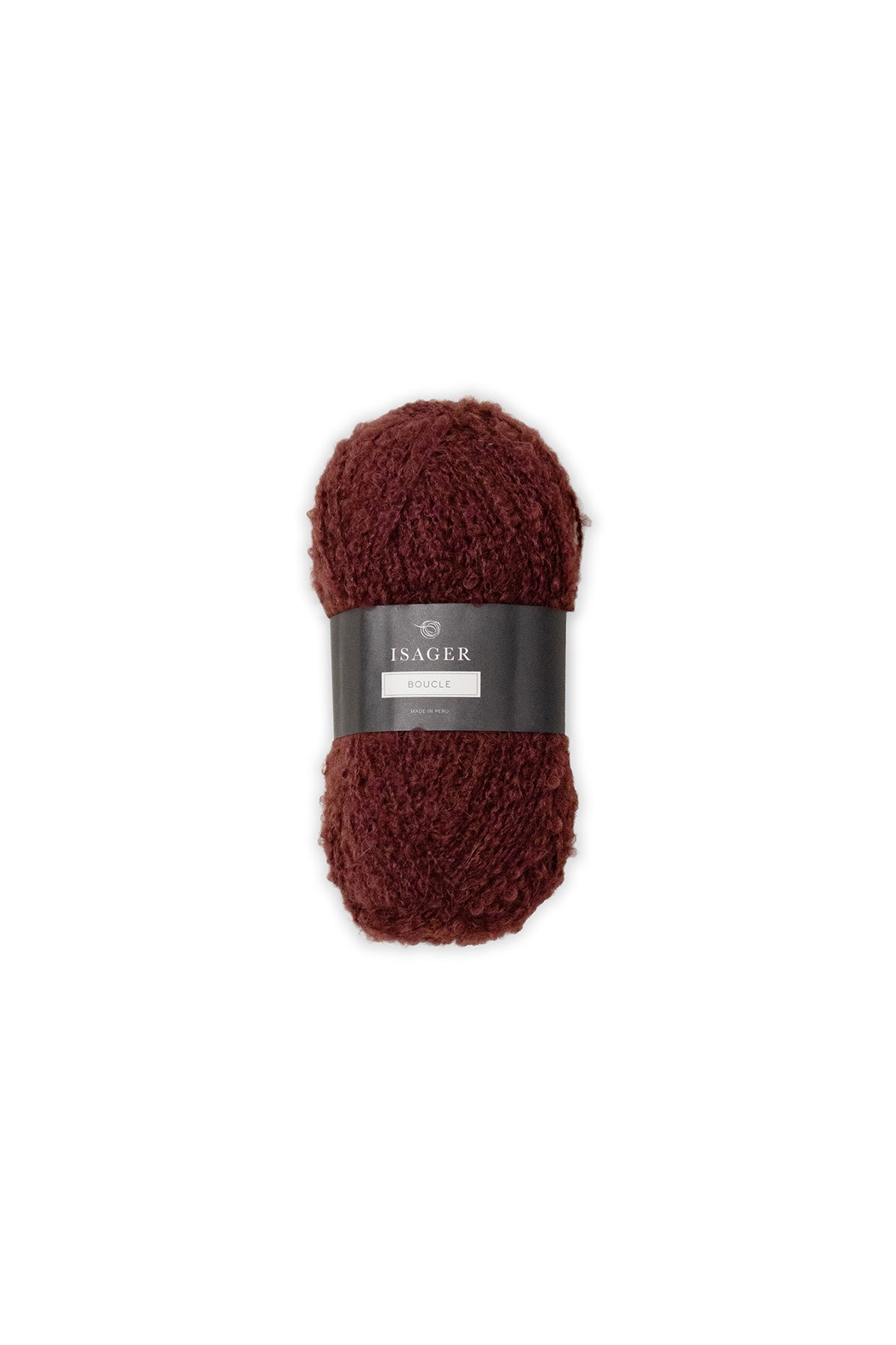Kuvassa on Isager Bouclé -lankakerä (yarn) sävyssä 33.