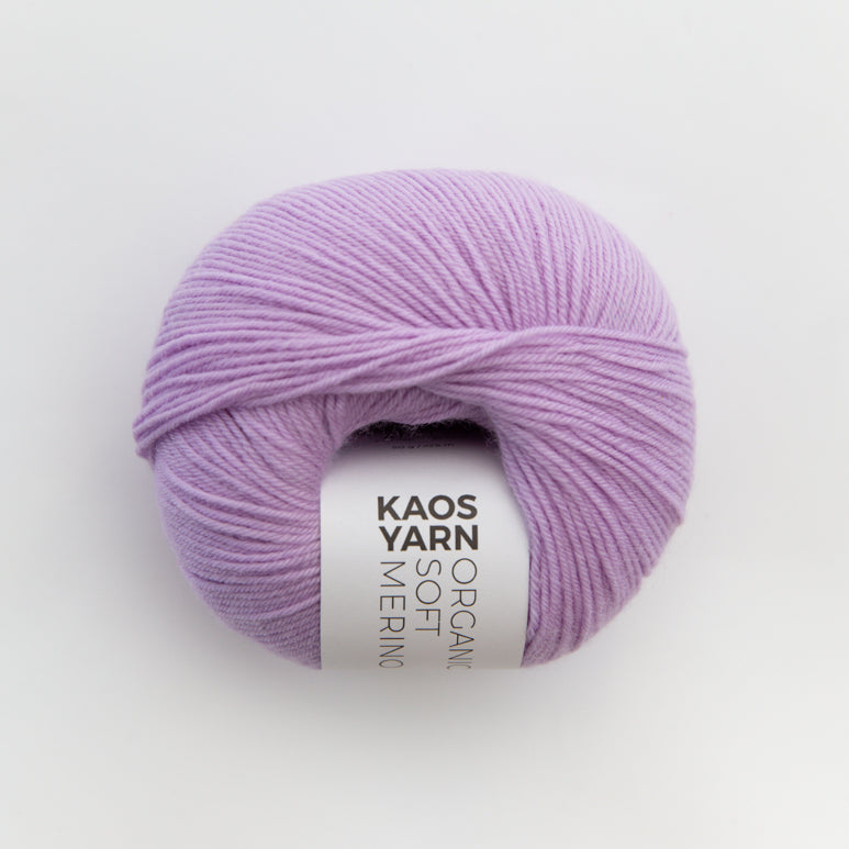 Kuvassa on KAOS YARN Organic Soft Merino -lanka värissä Spiritual.