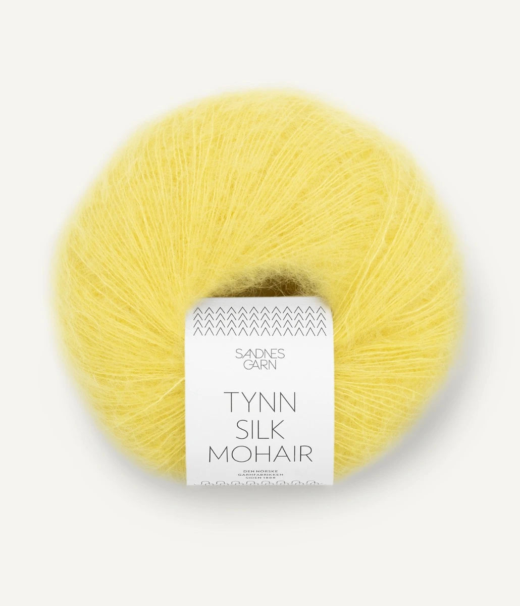 Kuvassa on Sandnes Garn Tynn Silk Mohair -lanka (yarn) värissä Lemon Icing.