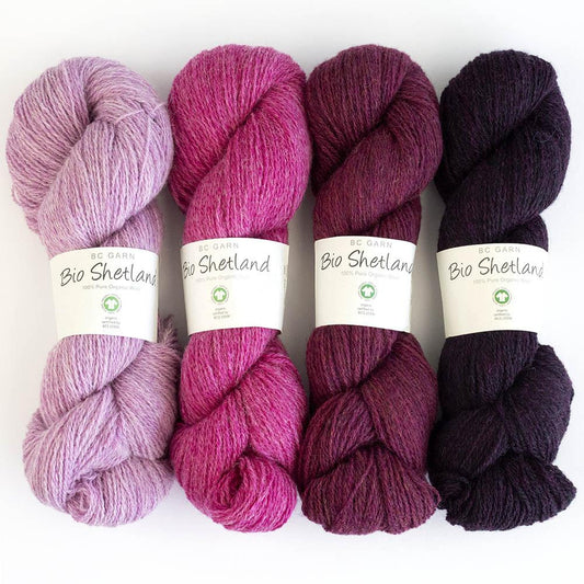 Kuvassa on BC Garn Bio Shetland GOTS -lankoja (yarn).