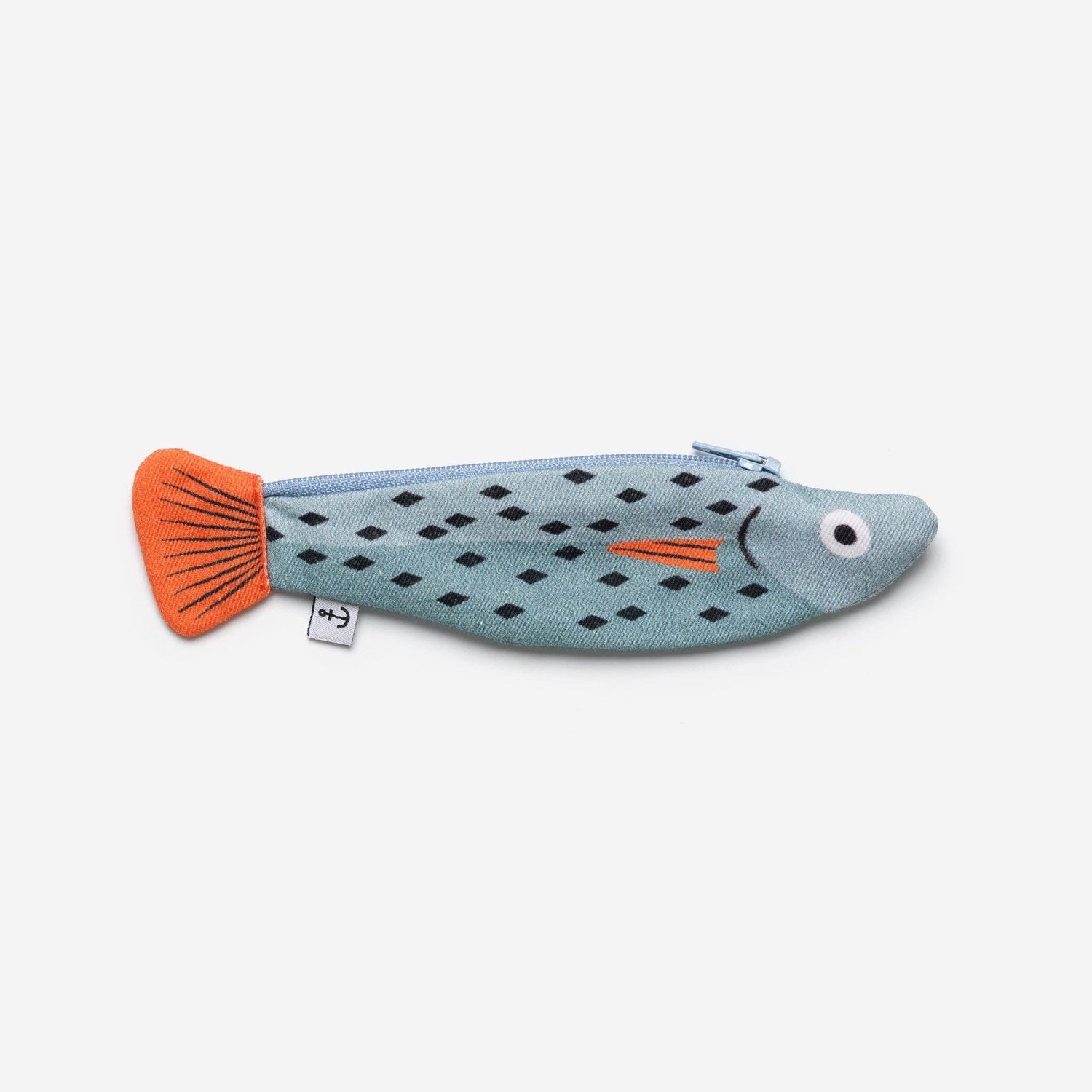 Kuvassa on Don Fisherin kala-aiheinen sininen puikkopussi neulojalle (fish purse).