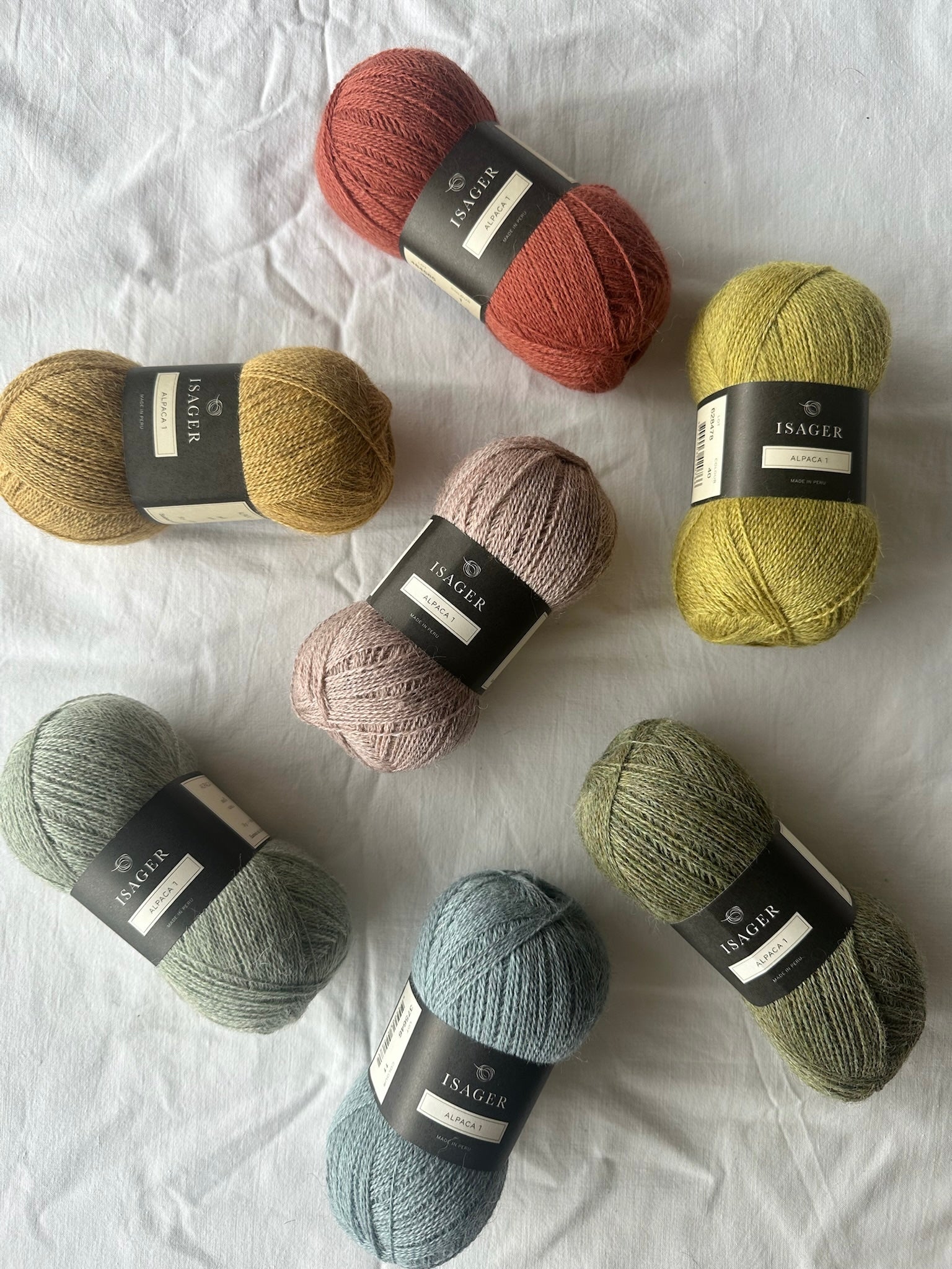 Kuvassa on Isager Alpaca 1 -lankoja (yarn).