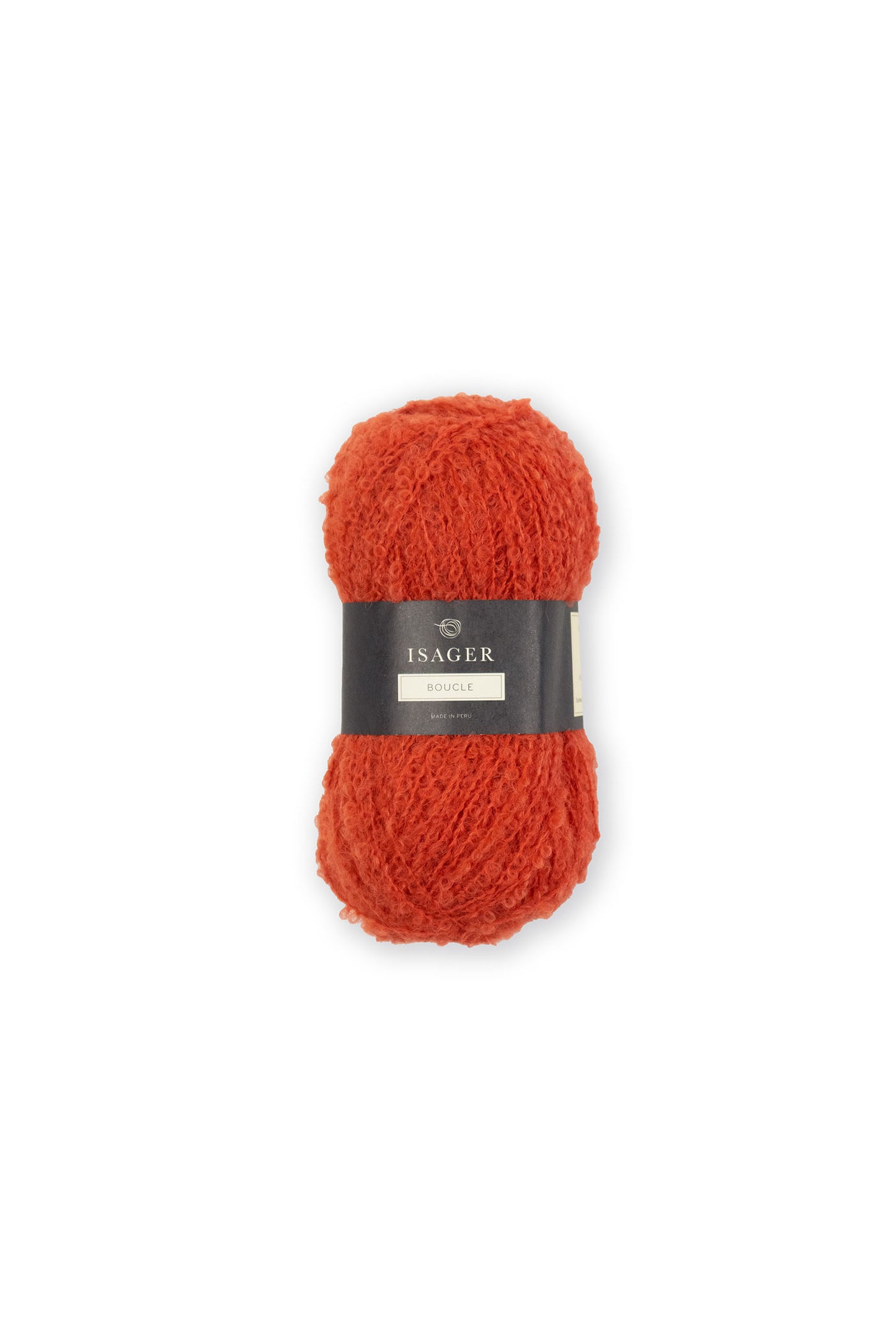 Kuvassa on Isager Bouclé -lankakerä (yarn) sävyssä 28.