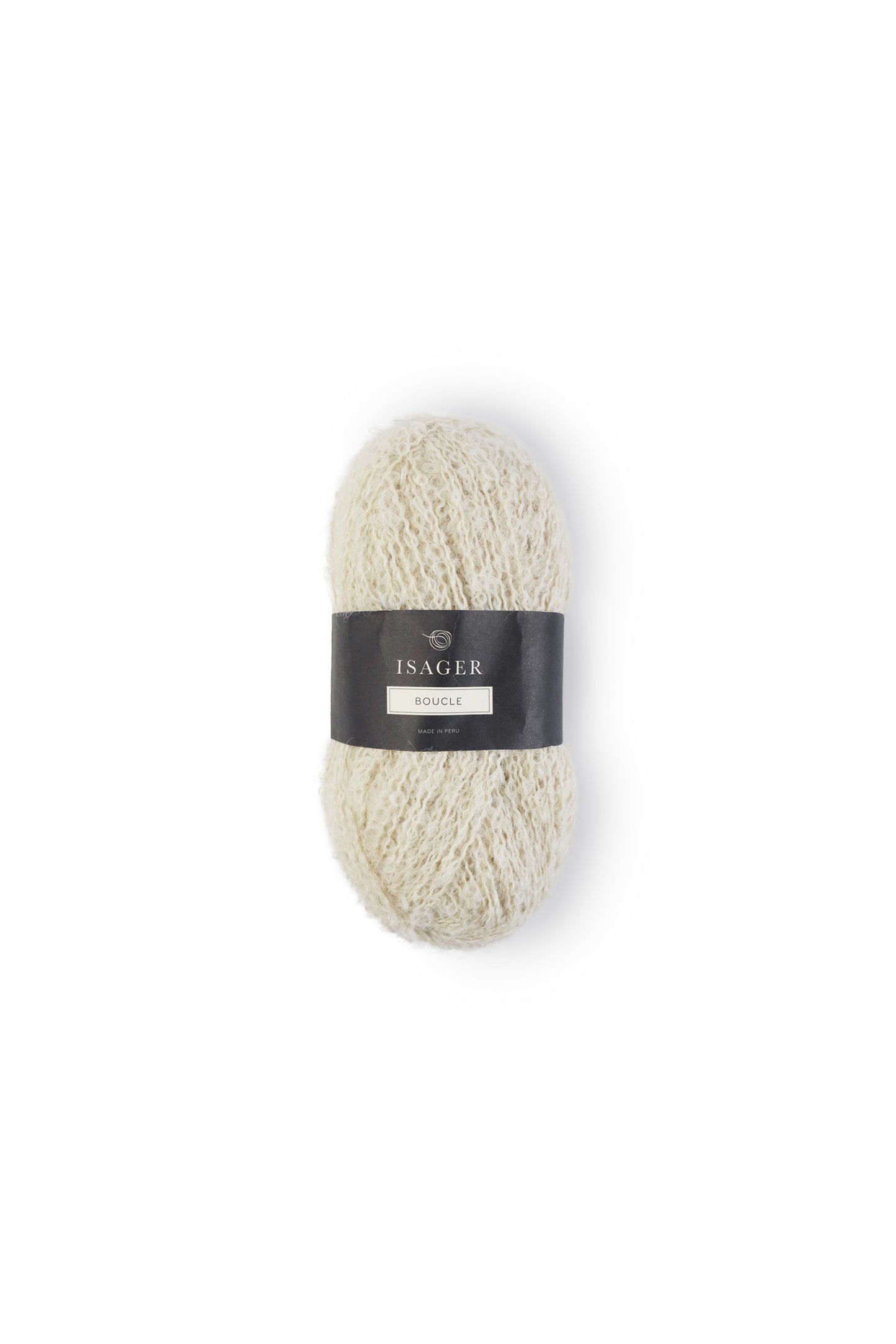 Kuvassa on Isager Bouclé -lankakerä (yarn) sävyssä E6s.