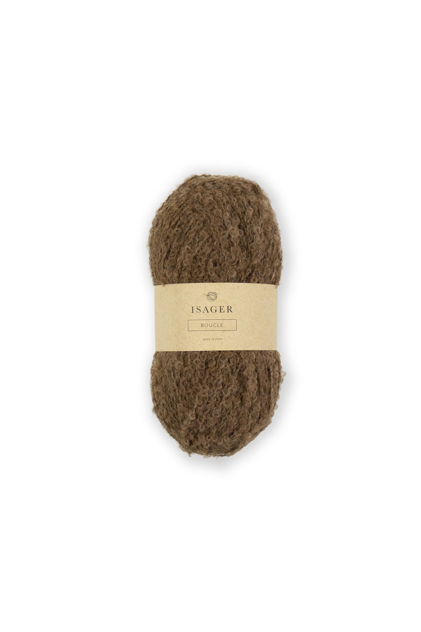 Kuvassa on Isager Bouclé -lankakerä (yarn) sävyssä E8s.