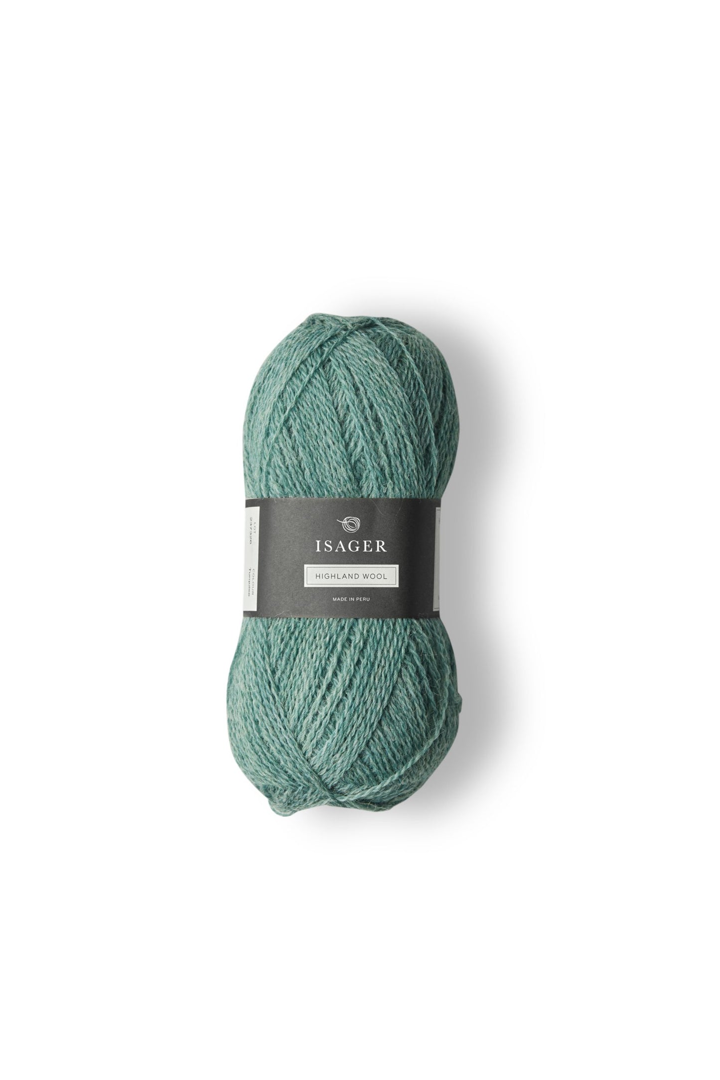 Kuvassa on Isager Highland Wool -lankakerä (yarn) värissä Turquise.