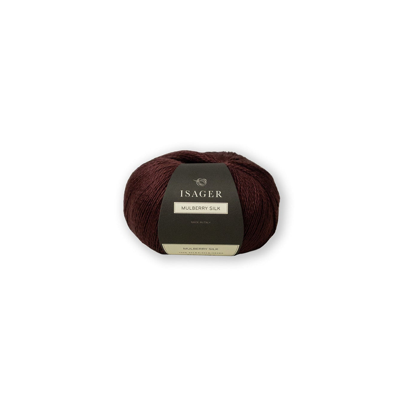 Kuvassa on Isager Mulberry Silk -lanka värissä Bordeaux.
