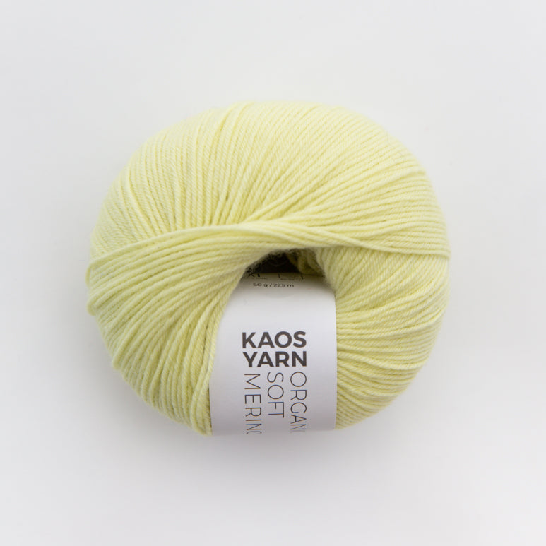 Kuvassa on KAOS YARN Organic Soft Merino -lanka värissä Optimistic.