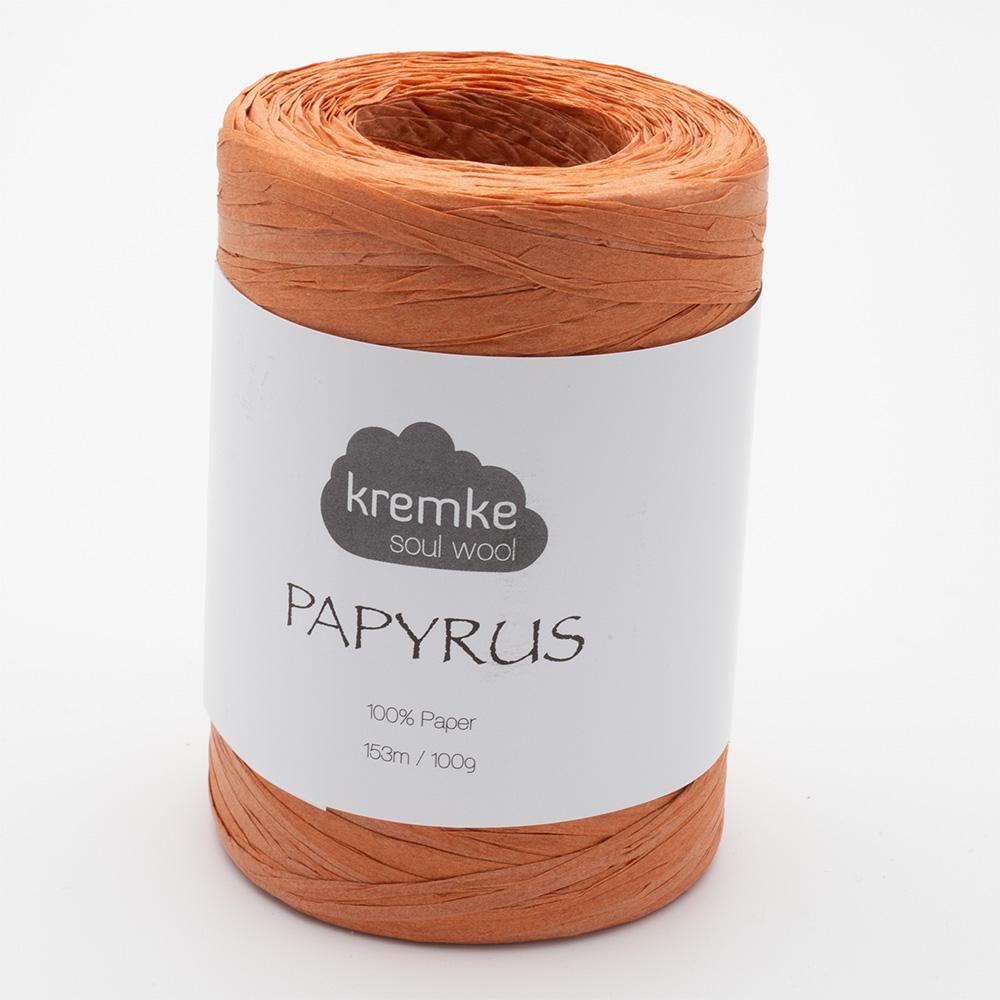 Kuvassa on Kremke Soul Wool Papyrus -paperilanka (yarn) värissä Burnt Orange.