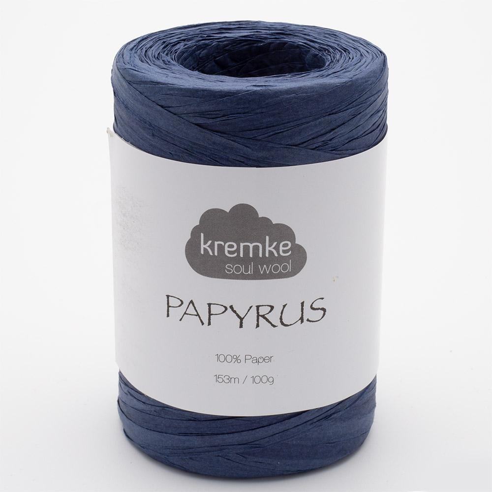 Kuvassa on Kremke Soul Wool Papyrus -paperilanka (yarn) värissä Navy.