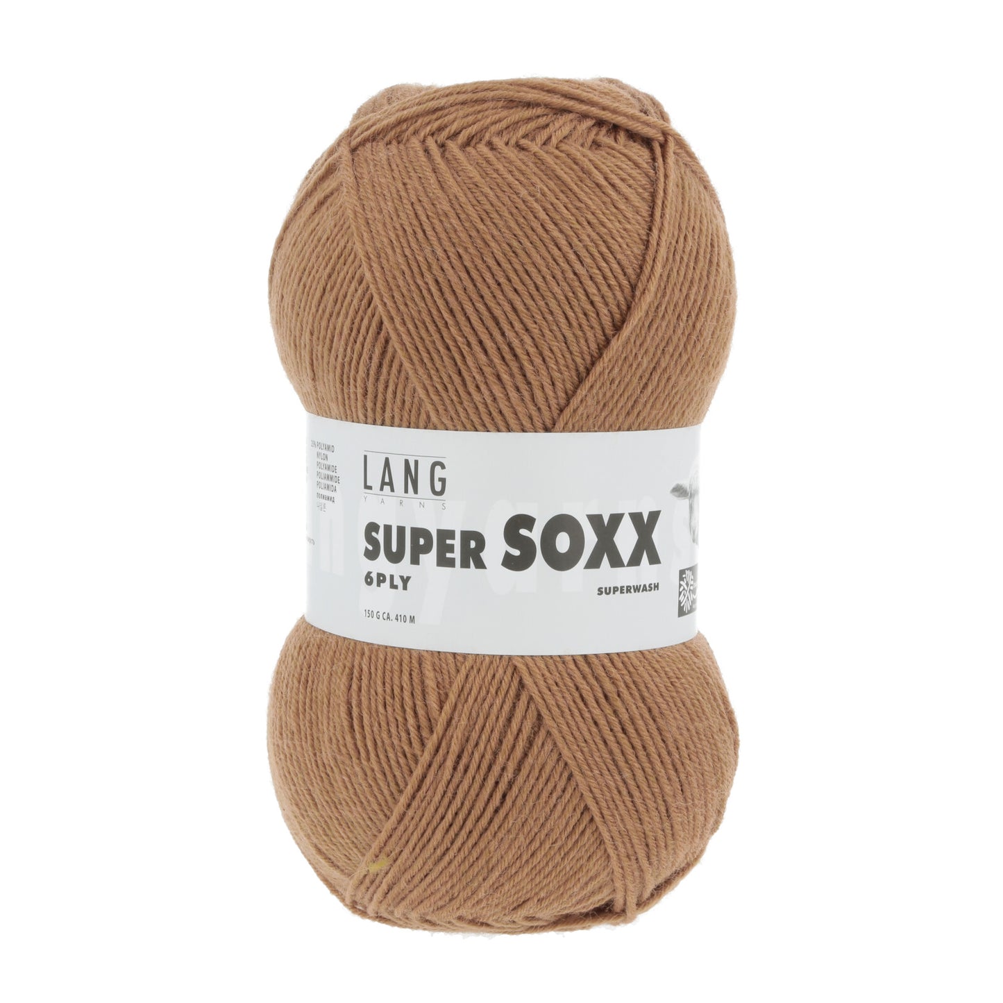 Kuvassa on Lang Yarns Super Soxx 6 ply -sukkalanka värissä Cappuccino.