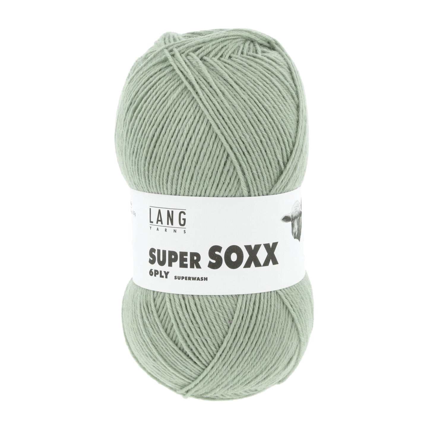 Kuvassa on Lang Yarns Super Soxx 6 ply -sukkalanka värissä pistaasi.