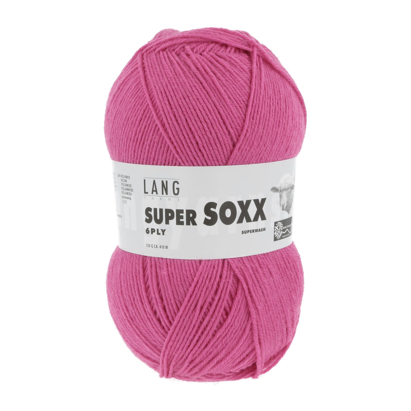 Kuvassa on Lang Yarns Super Soxx 6 ply -sukkalanka värissä Pink.