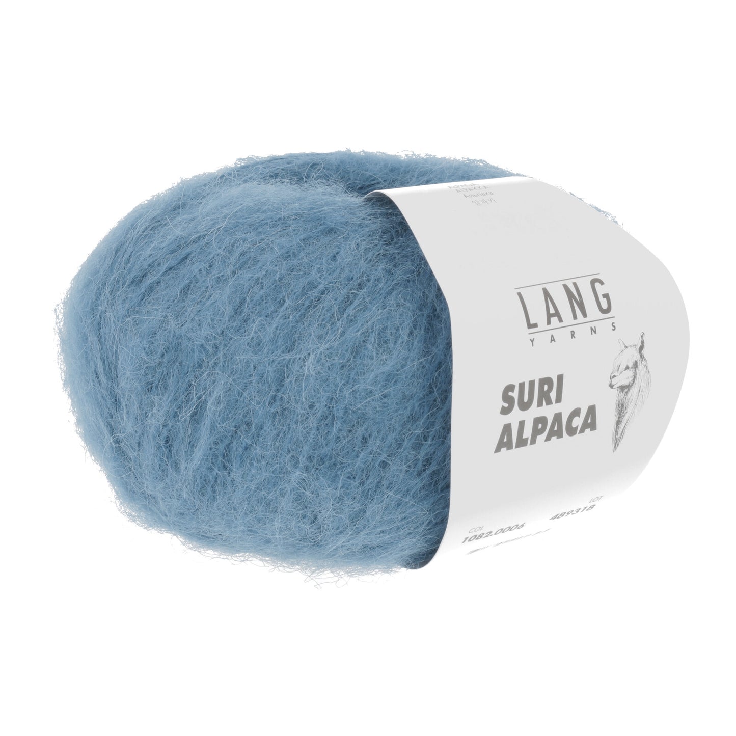 Kuvassa on Lang Yarns Suri-Alpacka -lanka sävyssä 006 sininen.