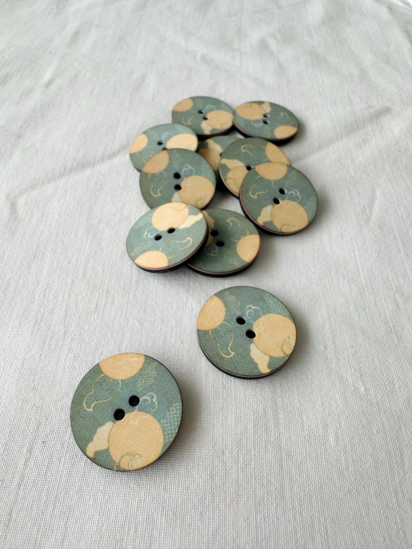 Kuvassa on nappeja (buttons), joissa on pilvikuvio.