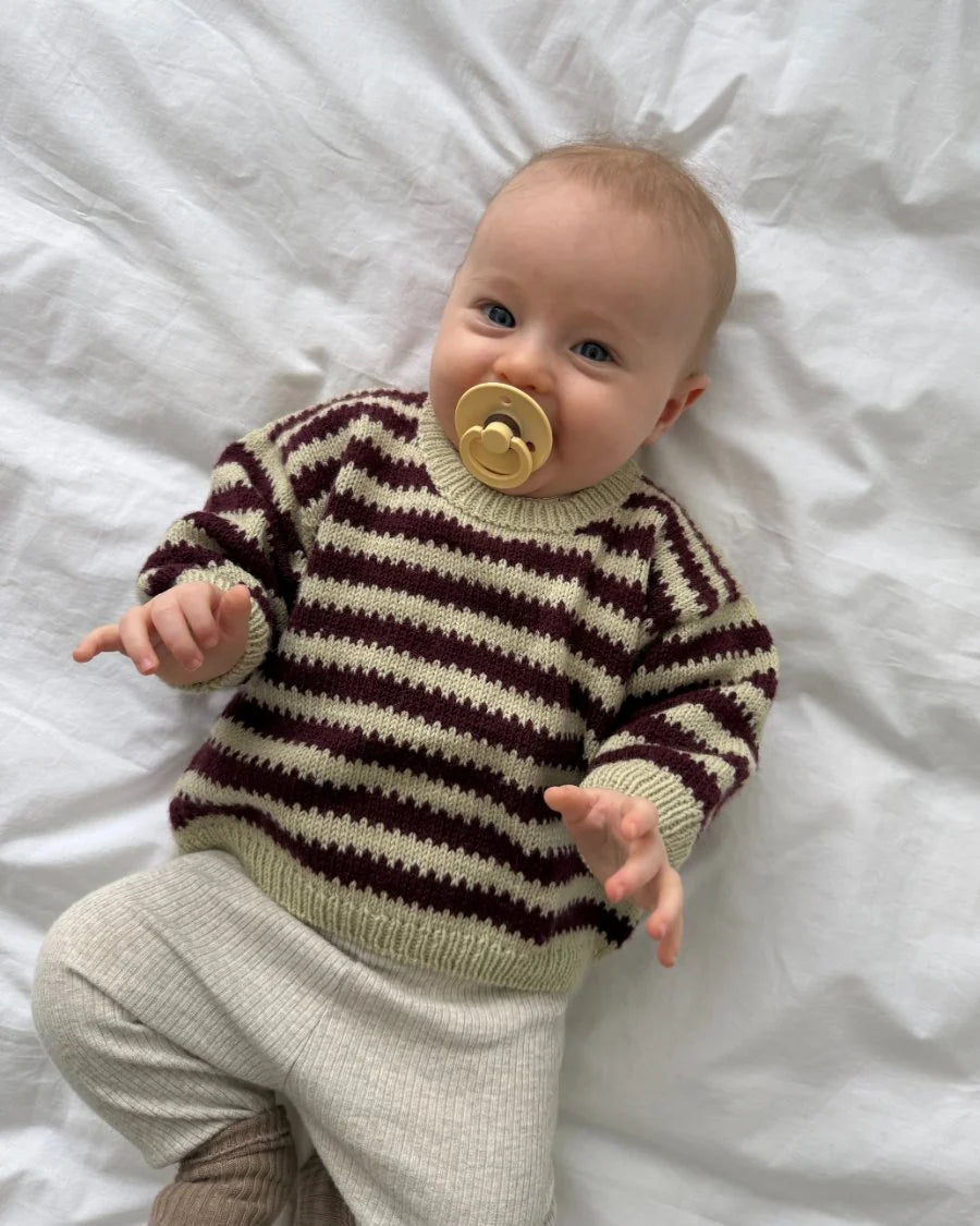 PetiteKnit Otto Sweater Baby raidallinen vauvan villapaita ruskean ja luonnonvalkoisen sävyissä