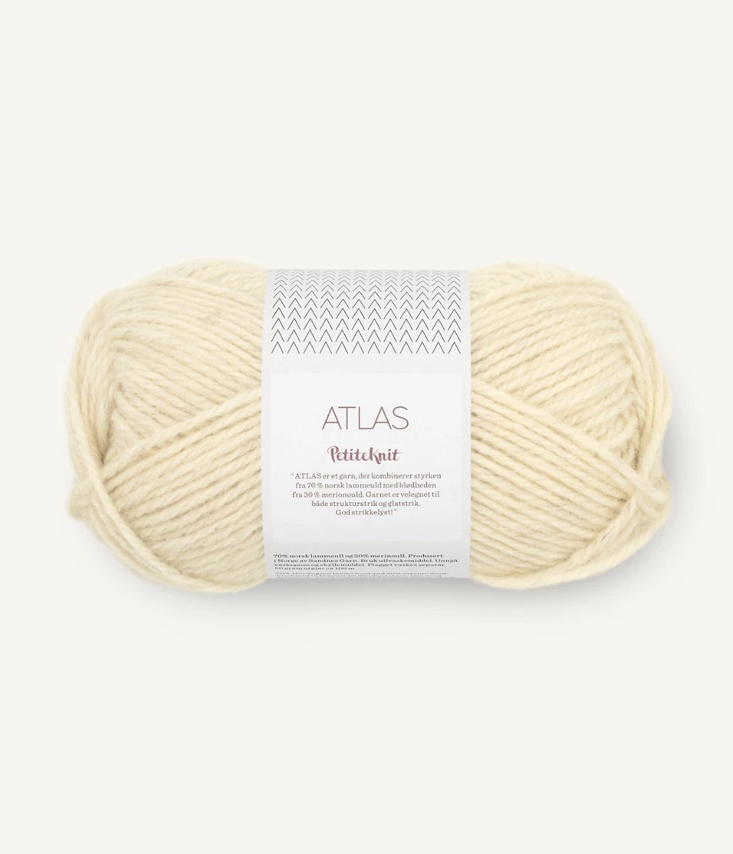Kuvassa on Sandnes Garn Atlas -lanka (yarn) värissä 1016 Milk Melange.
