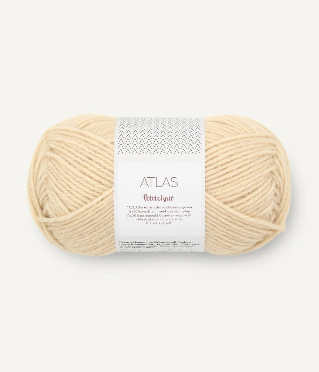 Kuvassa on Sandnes Garn Atlas -lanka (yarn) värissä PK Almond.