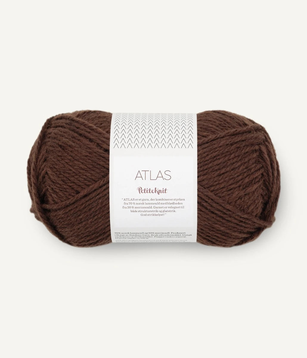 Kuvassa on Sandnes Garn Atlas -lanka (yarn) värissä 3091 Cacao Nibs.