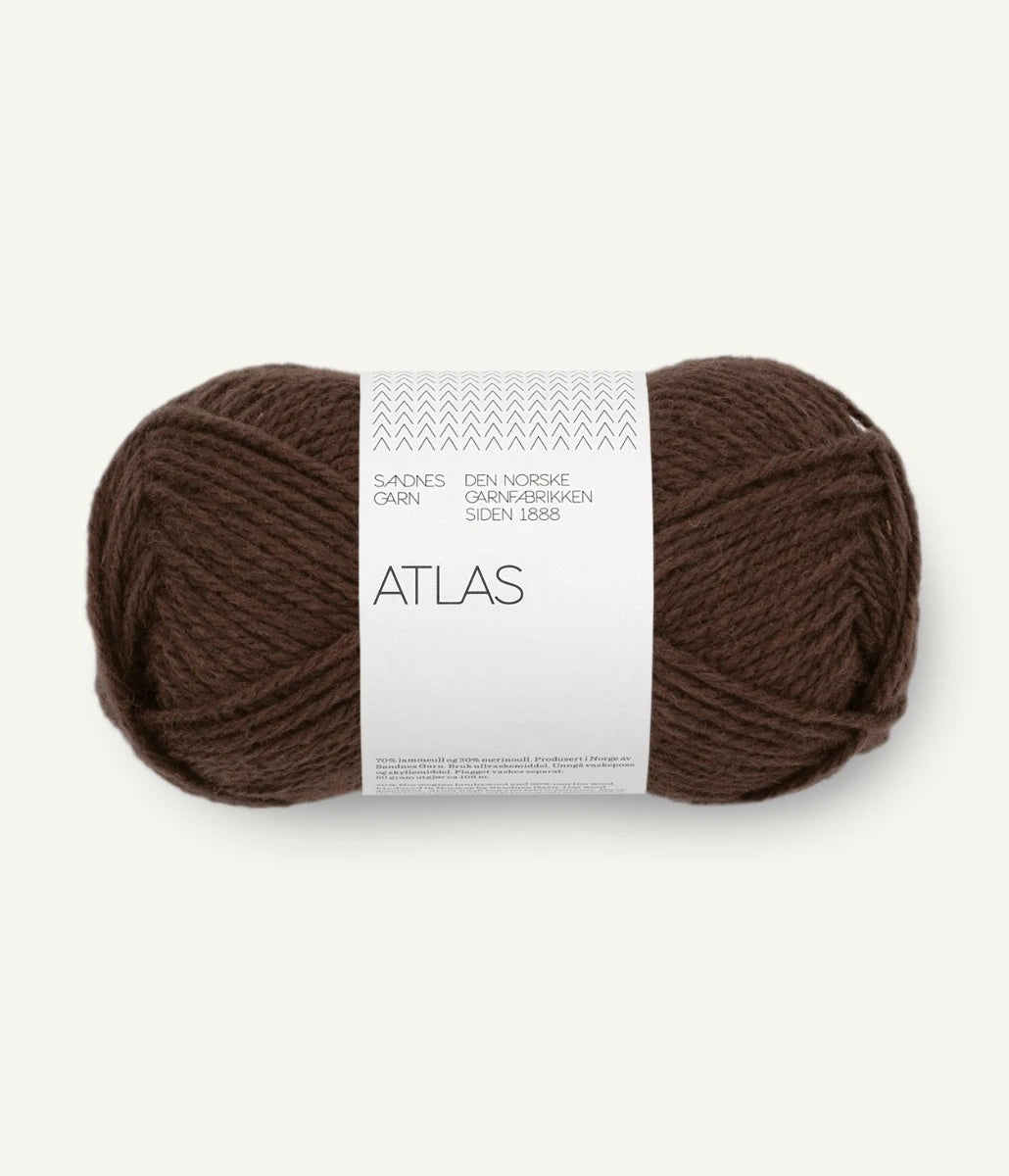 Kuvassa on Sandnes Garn Atlas -lanka (yarn) värissä Mörk brunmelert.