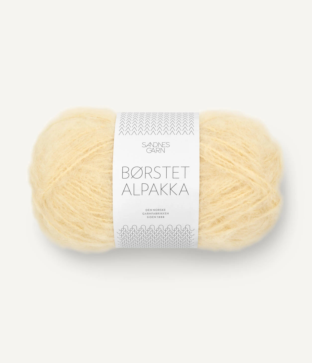 Kuvassa on Sandnes Garn Børstet Alpakka -lanka (yarn) värissä Lys Gul.