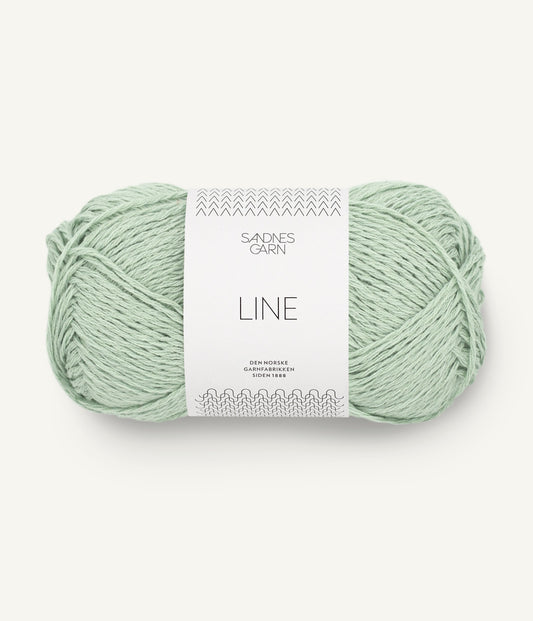 Kuvassa on Sandnes Garn Line-lanka (yarn) värissä Pistasj Is.