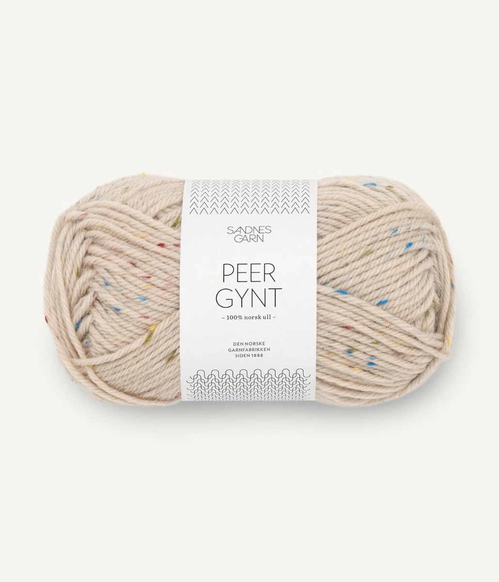 Kuvassa on Sandnes Garn Peer Gynt Tweed -lanka (yarn) värissä Marsipan Tutti Frutti Tweed.