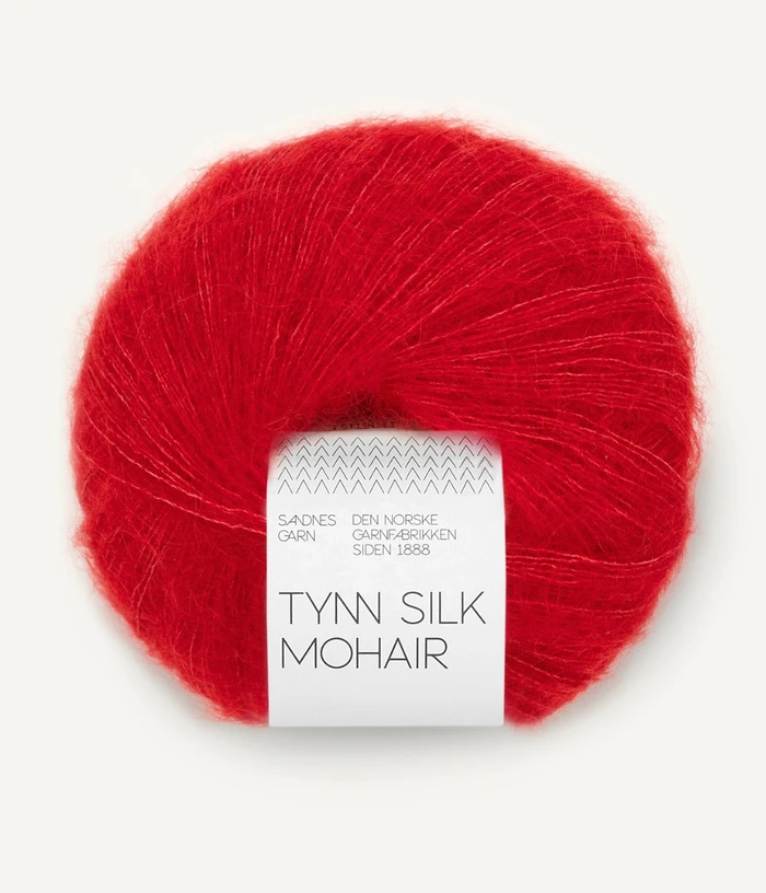 Kuvassa on Sandnes Garn Tynn Silk Mohair -lanka (yarn) värissä Poppy.