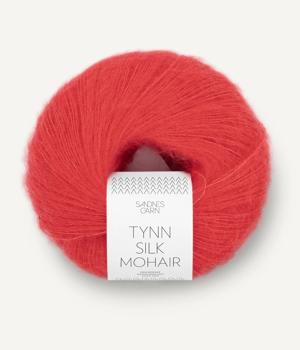 Kuvassa on Sandnes Garn Tynn Silk Mohair -lanka (yarn) värissä Poppy.