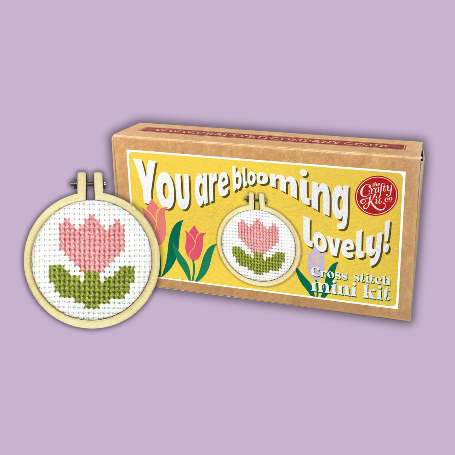 Kuvassa on The Crafty Kit Company -valmistajan You are blooming lovely -ristipistopakkaus.